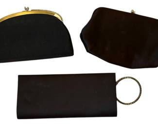 Three Black Evening Clutch Purses 