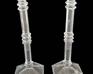 Mikasa Tall Modern Crystal Candlesticks 
