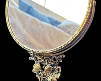 Vintage Bronze Regency Vanity Mirror 