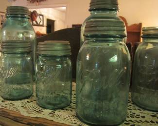 Vintage Blue Ball Mason Jars