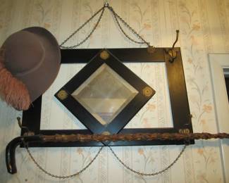 Late 1800's Mirrored Metal Coat & Hat Rack