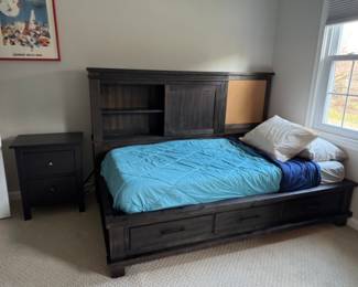 Pottery Barn Bed with  Drawers below and Wall Unit