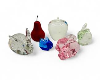 Vintage Glass Bunnies and Apples