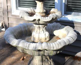 Three tier concrete fountain. 42" Wide base, 62" H.