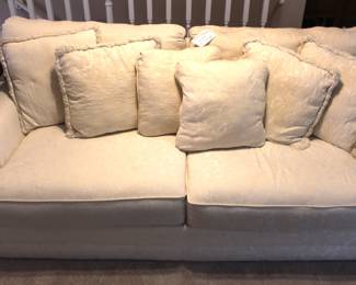 Four Cushion, Cream Colored Sofa. 90" Long.