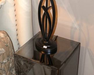 Mirror end table. 12" x 12" x 29" H.