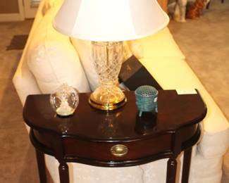 Demi-Lune One Drawer Table.