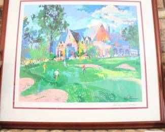 Signed LeRoy Neiman framed golf poster-serigraph. "Winged Foot" Depicts the beautiful golf club in Mamaroneck, New York.