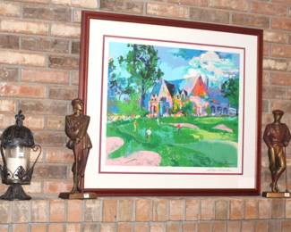 Signed LeRoy Neiman framed golf serigraph. Winged foot.