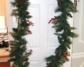 Pre-lit Christmas garland.