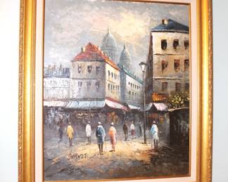 Gold framed oil painting.