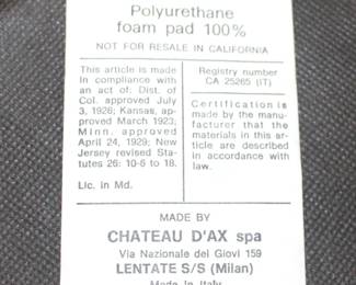 Chair label.