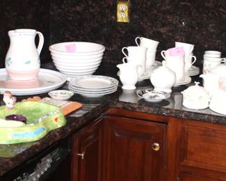 Lots of dishes and serving pieces.