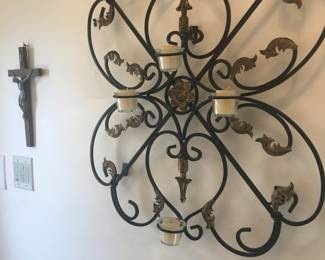 Rod iron wall sconce