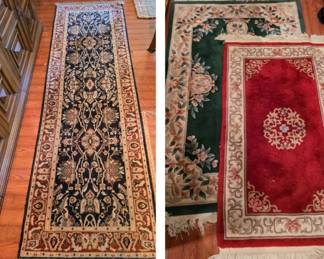3 runners,
2 asian style rugs