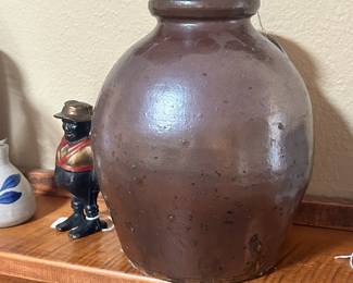 Ovoid Redware Jar with Albany Glaze