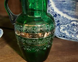 Green Bohemia Glass Mini Pitcher