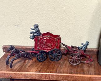 Cast Iron Horse Drawn Wagon , Cast Iron Oliver Plow Arcade