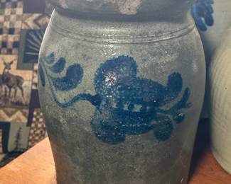 Stoneware Crock Blue Print