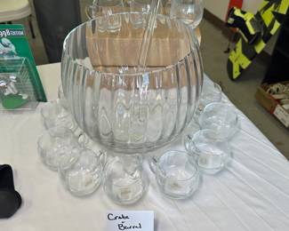 Crate and Barrel Punch Bowl and Glasses