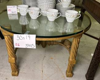 Glass Top Round Side Table