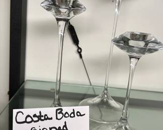 Costa Boda Signed Candle Holders
