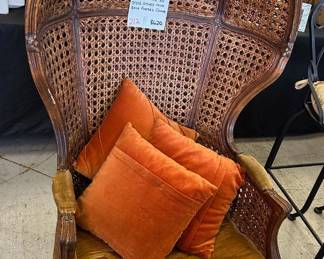 French Louis XV Style Cained High Back Porters Chair