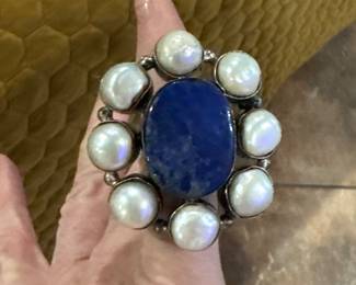Gorgeous Lapis & Pearl Ring