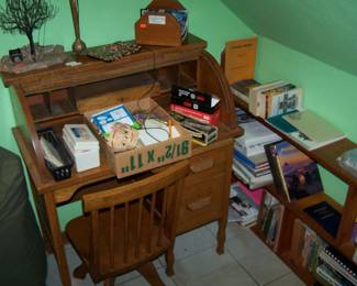 CHILD'S ROLL-TOP & CHAIR