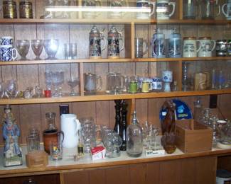 GLASSES, STEINS & MISC. BEHIND THE BAR