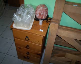 PINE NIGHT STAND & RANCH OAK BED FRAME