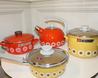 Vintage Epicure and Royal Glazed Steel Enamelware and whistling kettle