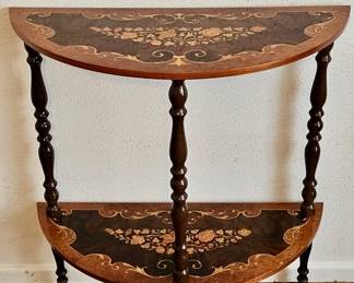 Vtg. Italian Marquetry Demilune / Mezzaluna Table