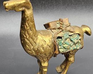 Vintage Brass Tone Llama Figurine