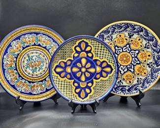 (3) Signed Talavera Pottery Plates