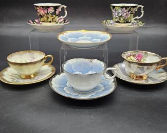 (5) Teacup & Saucer Sets + 1 Extra Saucer