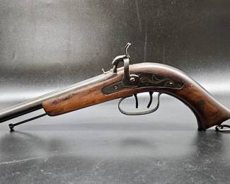 Antique Dbl Barrel Percussion Black Power Pistol