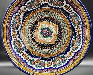 Signed Talavera Pottery Shallow Centerpiece Bowl
