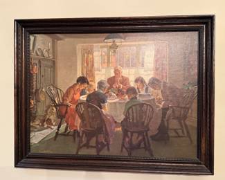 Framed "The Family At Prayer" by Haddon Sundblom 