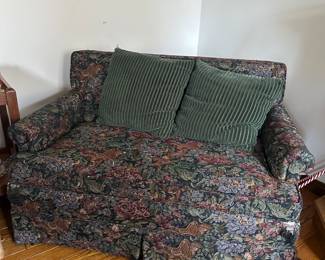 Love seat with pull out bed and cusions