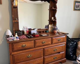 Solid Oak dresser with mirror
