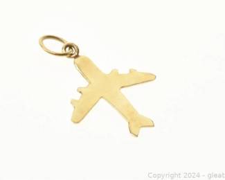 14kt Yellow Gold Airplane Charm Pendant Approx pt3 Gram