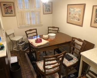 Kitchen Table, Chairs, Carnival-Inspired Prints