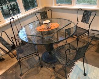 Wrought Iron Sun Room Furniture Table & Chairs