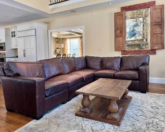 Arhaus Furniture Leather Sectional Sofa