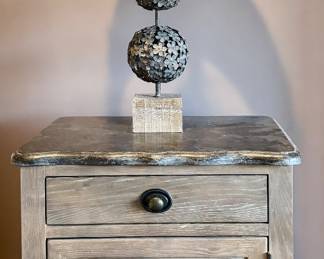 (2) Arhaus Furniture Side Tables with Marble Tops