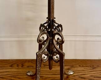 Arhaus Furniture Distressed Side Table with Metal Base & Paw Feet