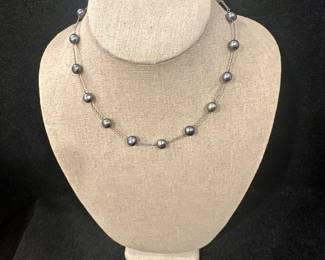 Sterling Silver & Gray Cultured Pearl Necklace