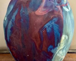 Raku Pottery Vase, Signed