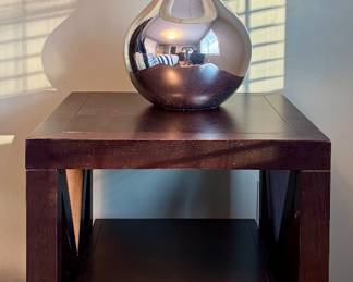 Two Tier Side Table & Silvered Mirrored Table Lamp